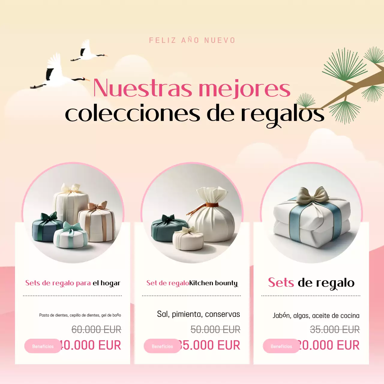 Regalos tradicionales rosas y amarillos para el Año Nuevo chino