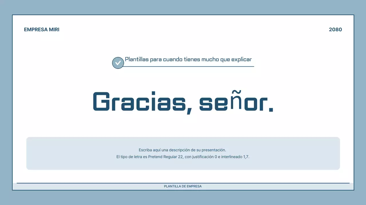 Descripción de la presentación moderna en azul claro