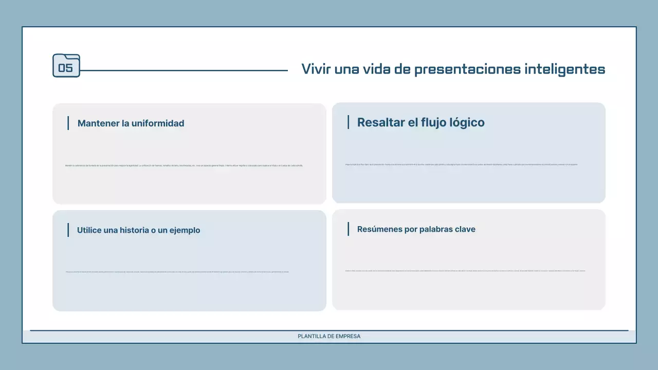 Descripción de la presentación moderna en azul claro