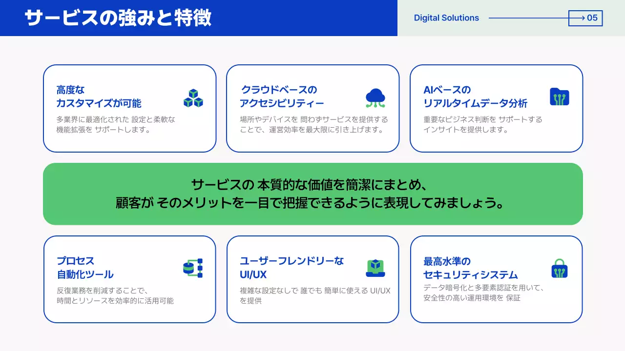 青 モダン デジタル 資料 プレゼンテーション