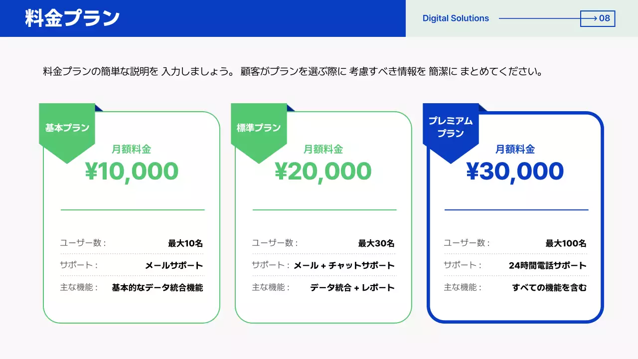 青 モダン デジタル 資料 プレゼンテーション
