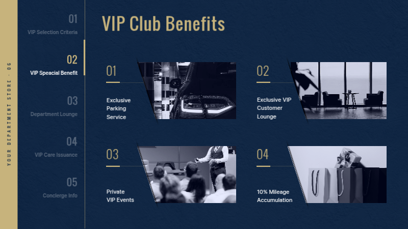 Navy Elegant Vip Promotion Presentation