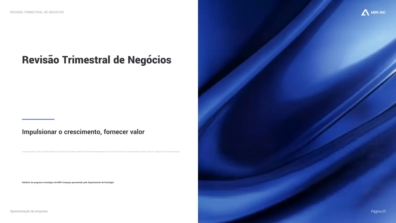 relatório de empresa moderna azul