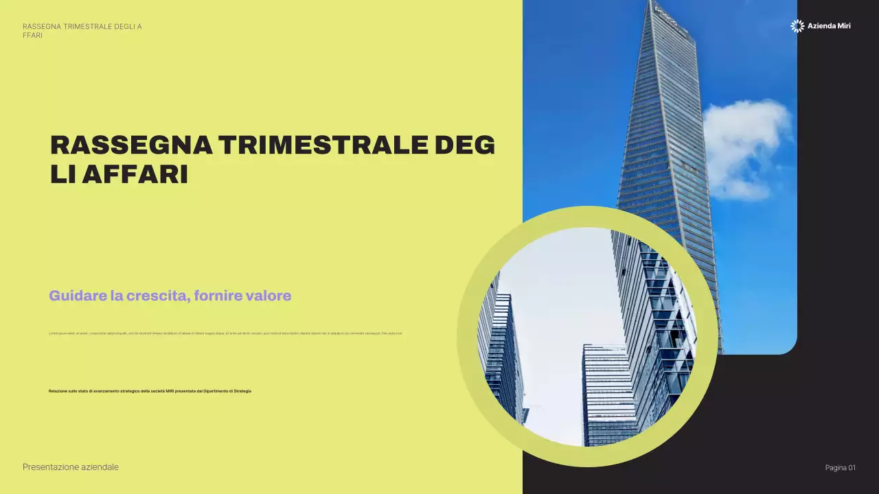 presentazione aziendale gialla e moderna