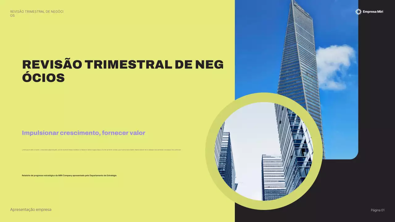 apresentação empresarial moderna amarela