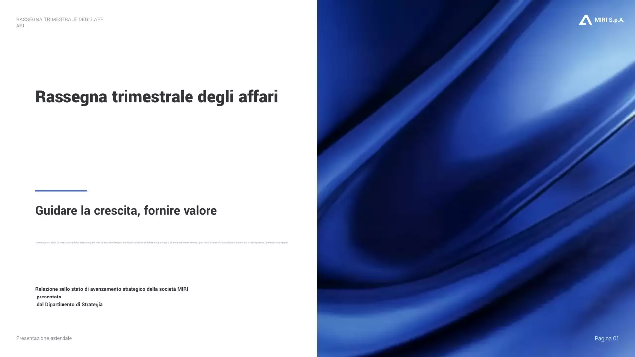 relazione aziendale moderna blu