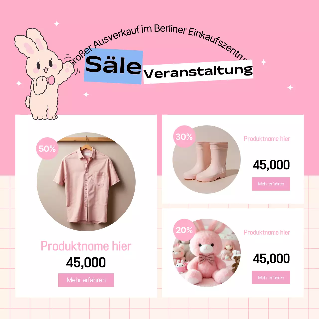 Werben Sie für Ihre Marke in Rosa und Hellblau