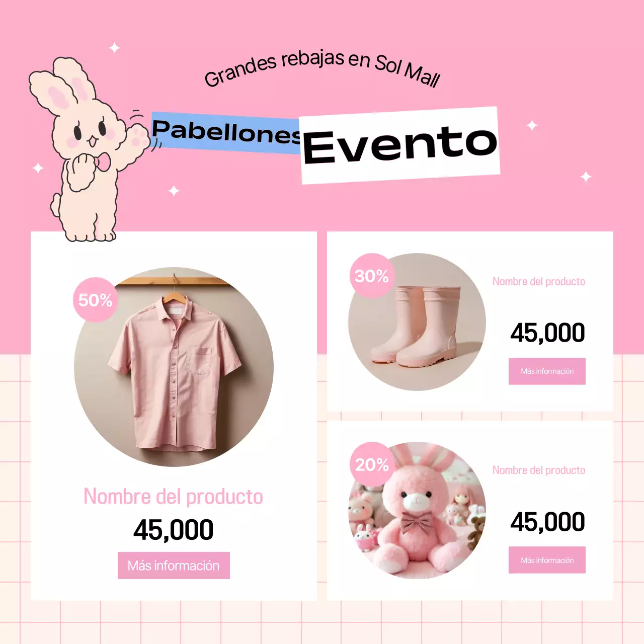 Promocione su marca en rosa y azul claro