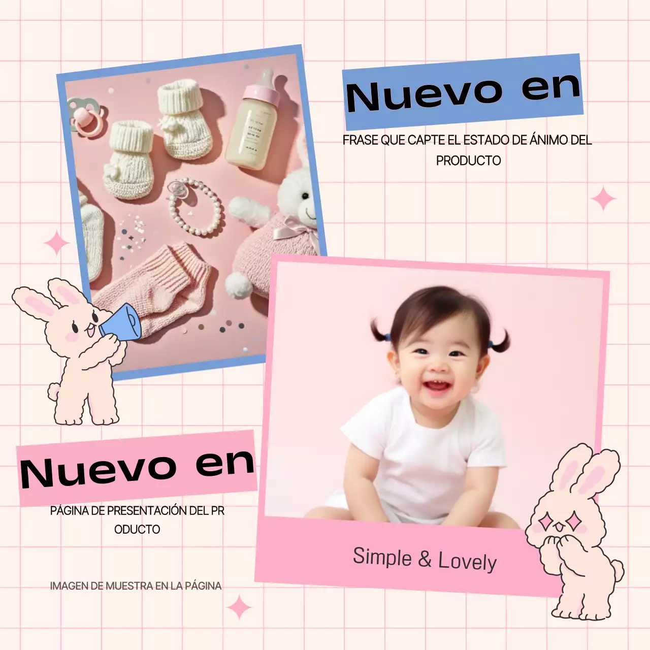 Promocione su marca en rosa y azul claro