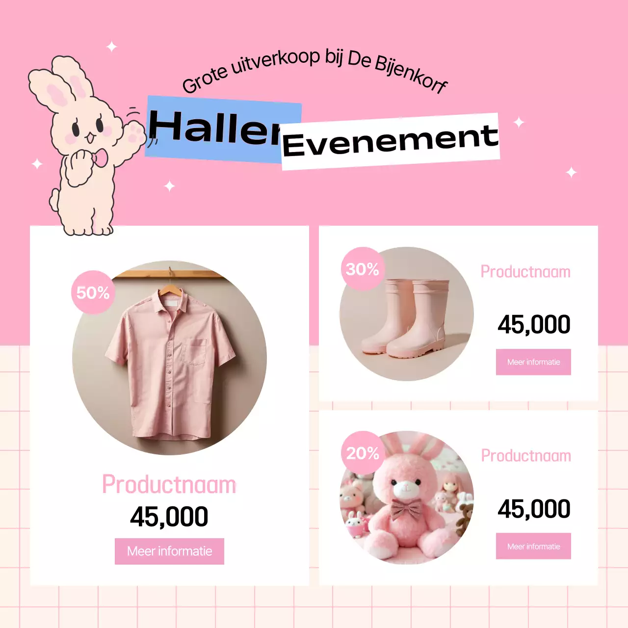 Promoot je merk in roze en lichtblauw