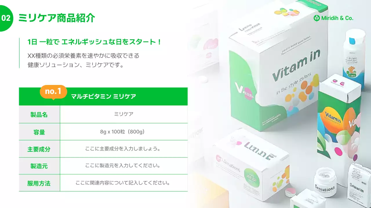 緑 シンプル 健康 プレゼンテーション