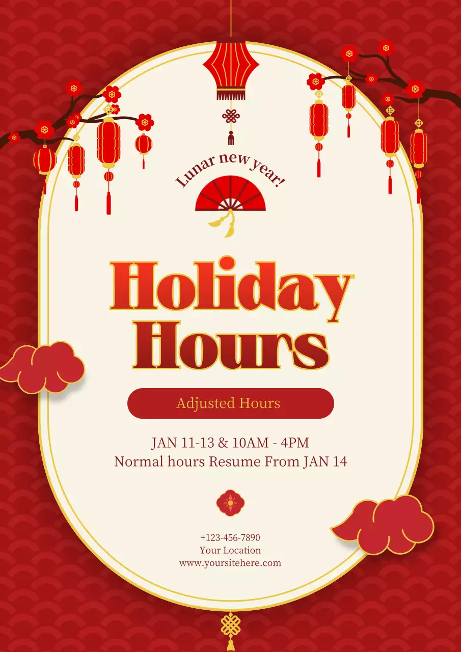 Red Traditional Holiday Announcement Poster