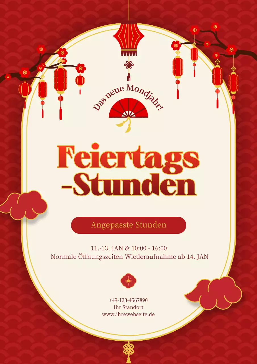 rote traditionelle Urlaubsankündigung