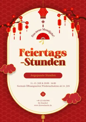 rote traditionelle Urlaubsankündigung