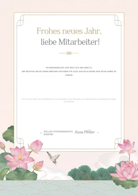 Traditionelle Neujahrsgrußkarte in Rosa