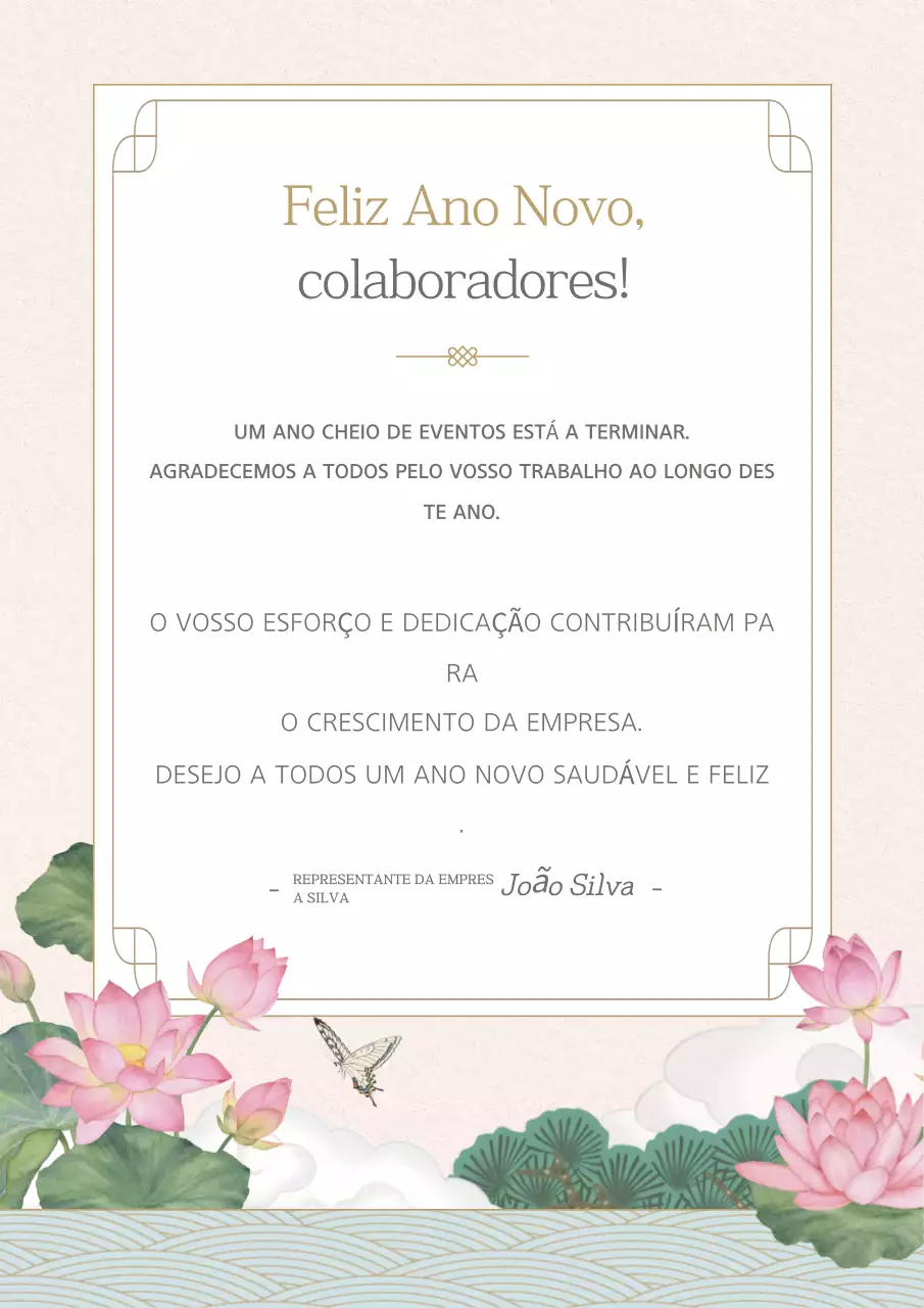 Cartão de felicitações tradicional de Ano Novo em cor-de-rosa