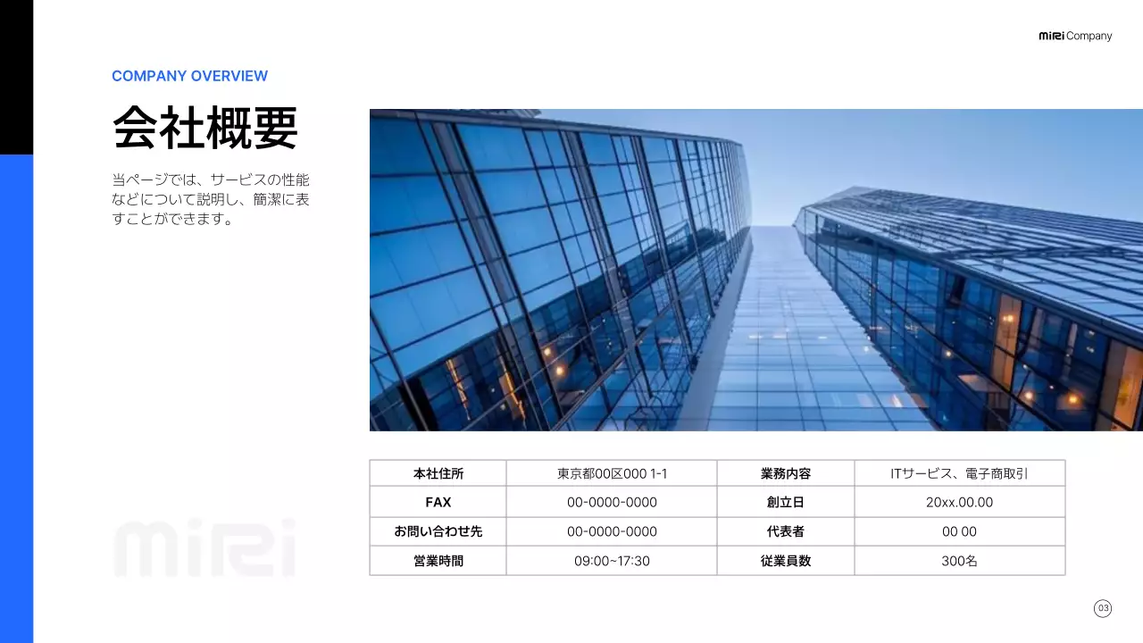 青 モダン ビジネス 企画書 プレゼンテーション
