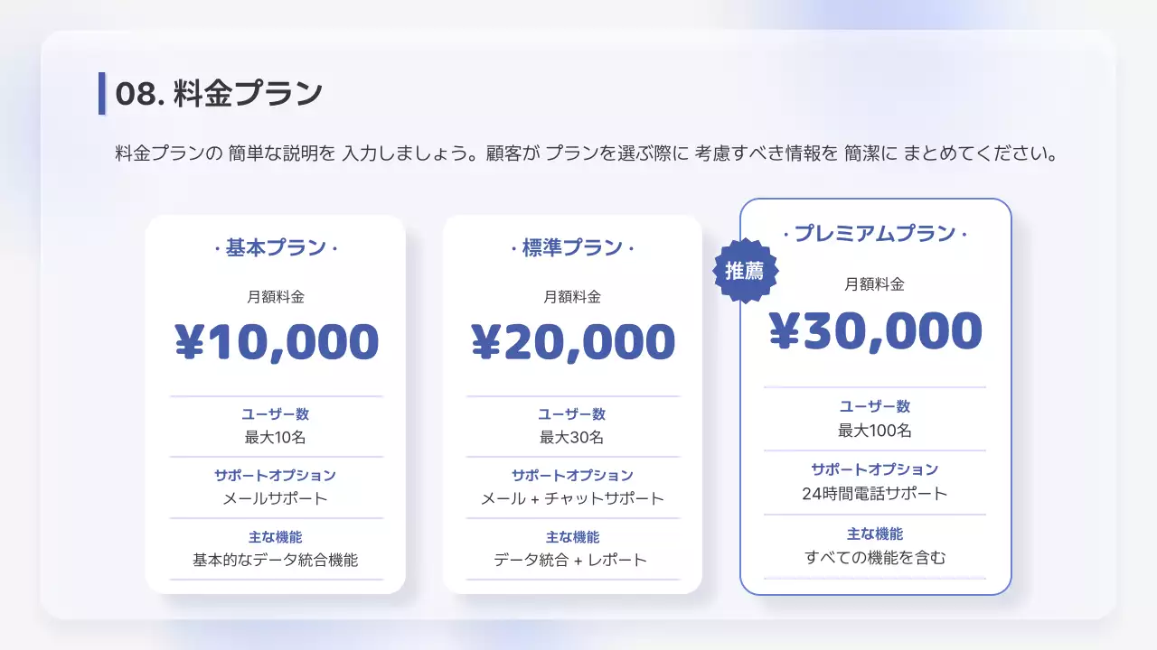 青 シンプル ビジネス 資料 プレゼンテーション