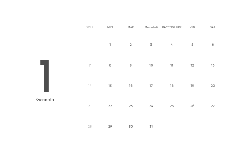Un calendario fotografico dall'atmosfera pulita e urbana