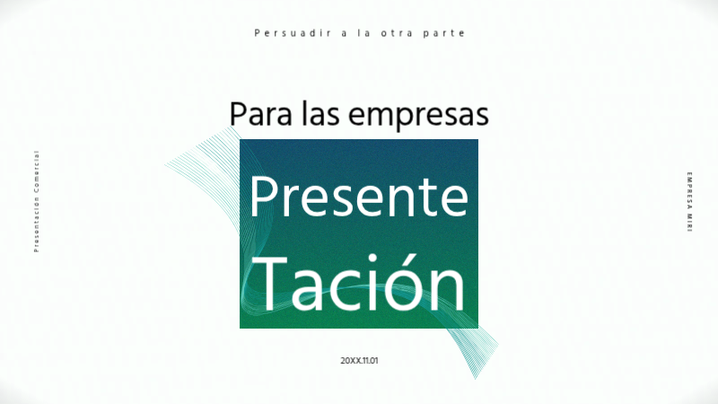 Presentación moderna de un perfil de empresa en verde sobre blanco