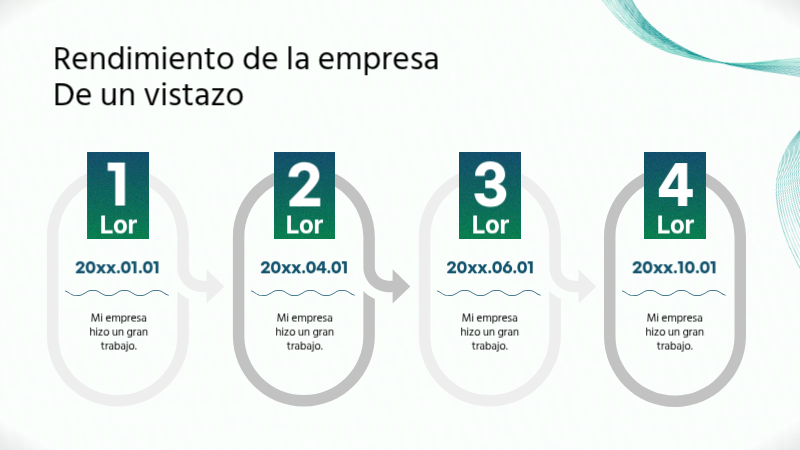 Presentación moderna de un perfil de empresa en verde sobre blanco