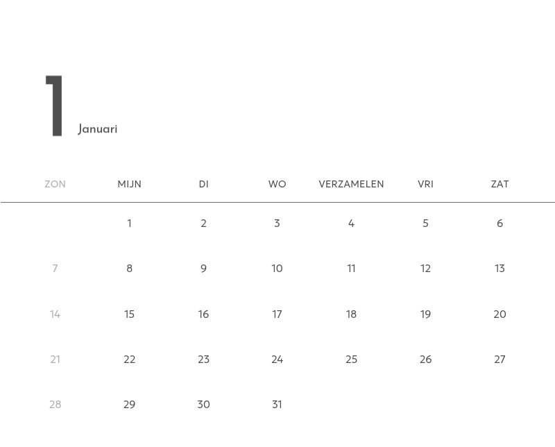 Een fotokalender met een strakke, stedelijke uitstraling