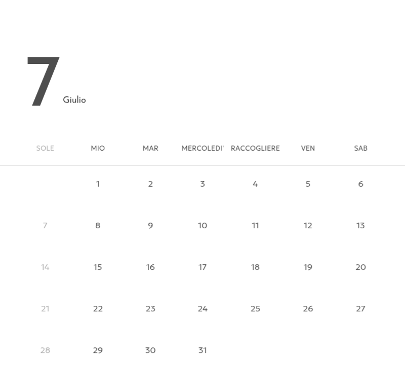 Un calendario fotografico dall'atmosfera pulita e urbana