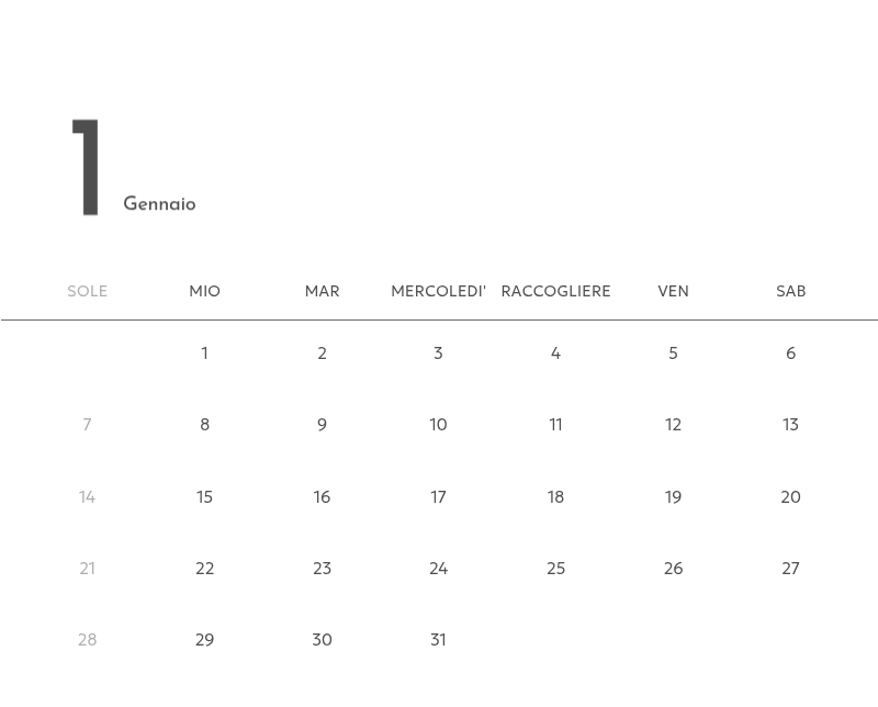 Un calendario fotografico dall'atmosfera pulita e urbana