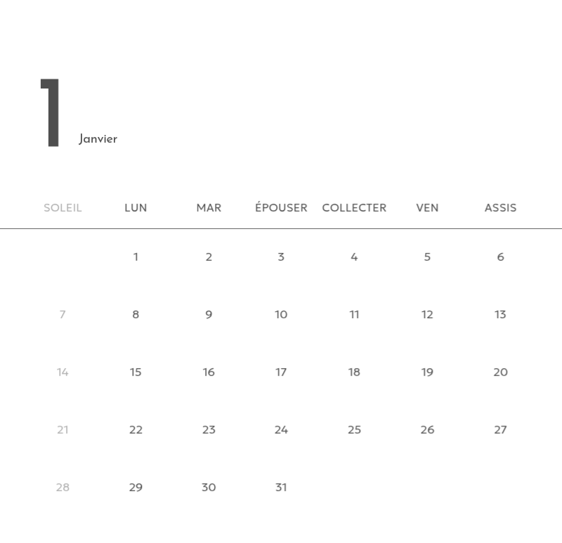 Un calendrier photo à l'allure urbaine et épurée