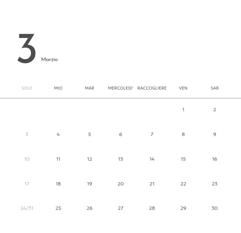 Un calendario fotografico dall'atmosfera pulita e urbana