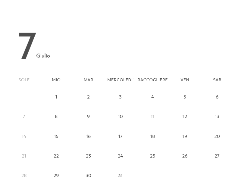 Un calendario fotografico dall'atmosfera pulita e urbana