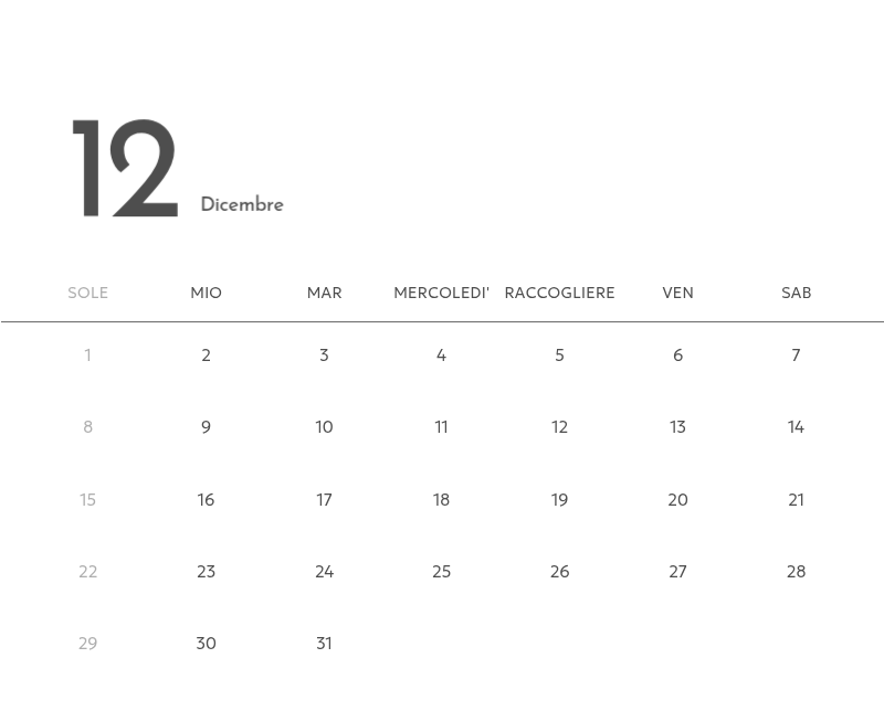 Un calendario fotografico dall'atmosfera pulita e urbana