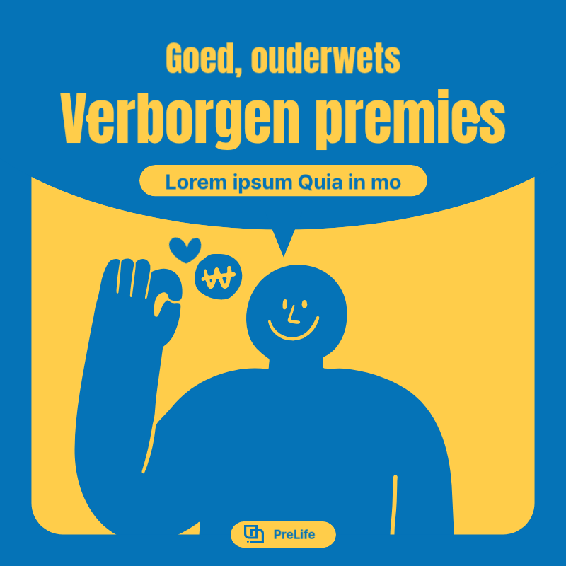 Pop-art verkooppraatje voor verzekeringen in blauw en geel