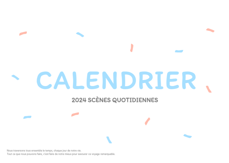 Calendriers mignons avec des illustrations câlines