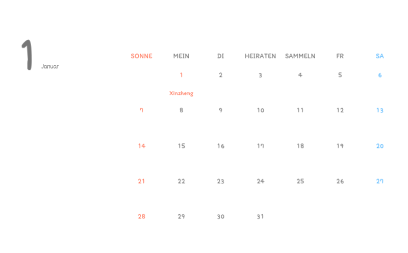 Niedliche Kalender mit knuffigen Illustrationen