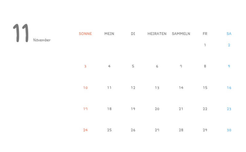 Niedliche Kalender mit knuffigen Illustrationen