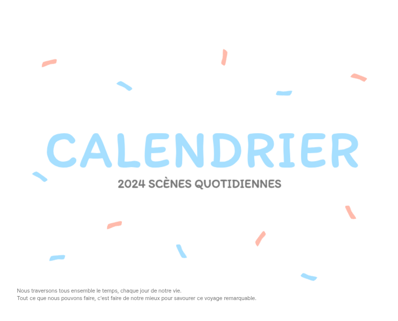 Calendriers mignons avec des illustrations câlines