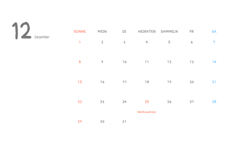 Niedliche Kalender mit knuffigen Illustrationen