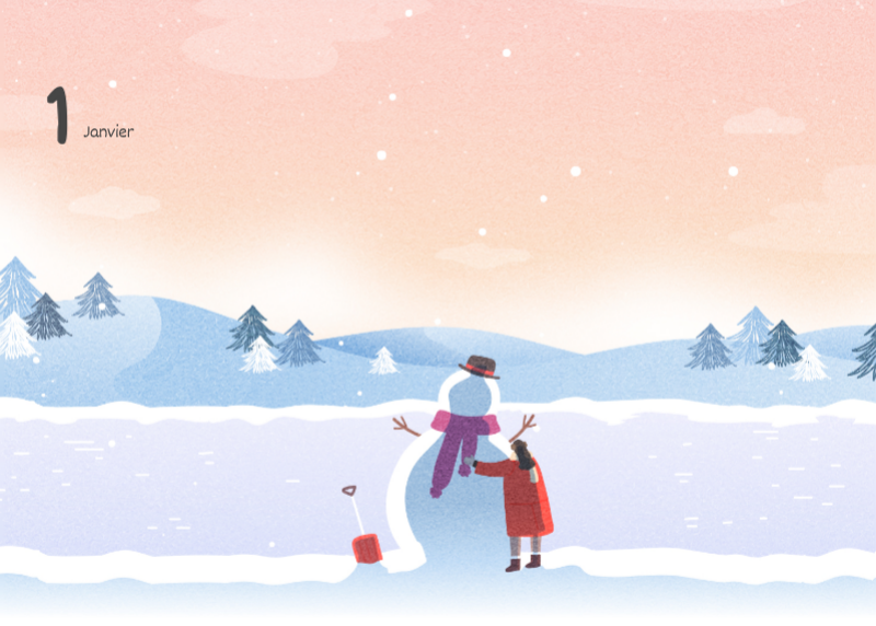 Calendriers mignons avec des illustrations câlines