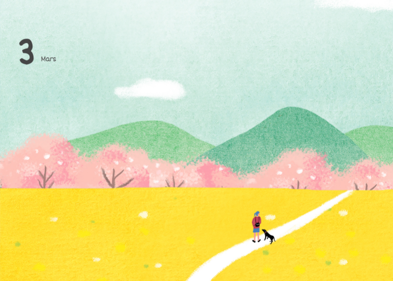 Calendriers mignons avec des illustrations câlines