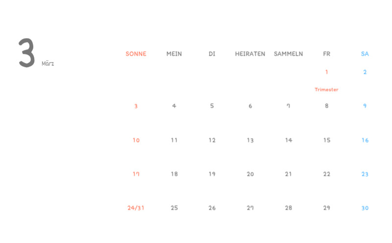 Niedliche Kalender mit knuffigen Illustrationen