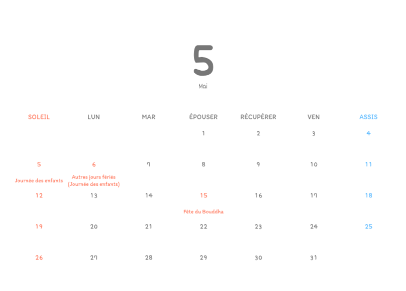 Calendriers mignons avec des illustrations câlines