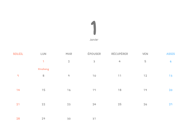 Calendriers mignons avec des illustrations câlines