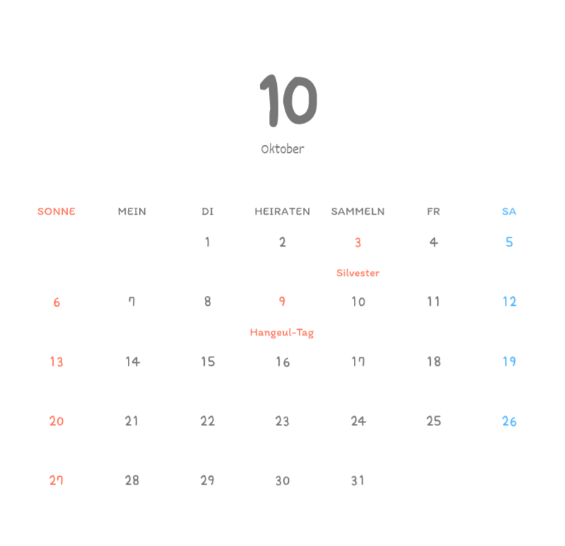 Niedliche Kalender mit knuffigen Illustrationen