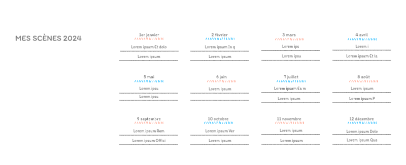 Calendriers mignons avec des illustrations câlines