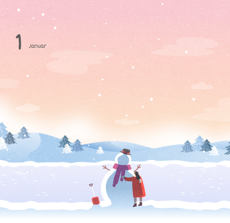 Niedliche Kalender mit knuffigen Illustrationen