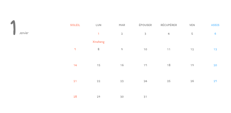 Calendriers mignons avec des illustrations câlines