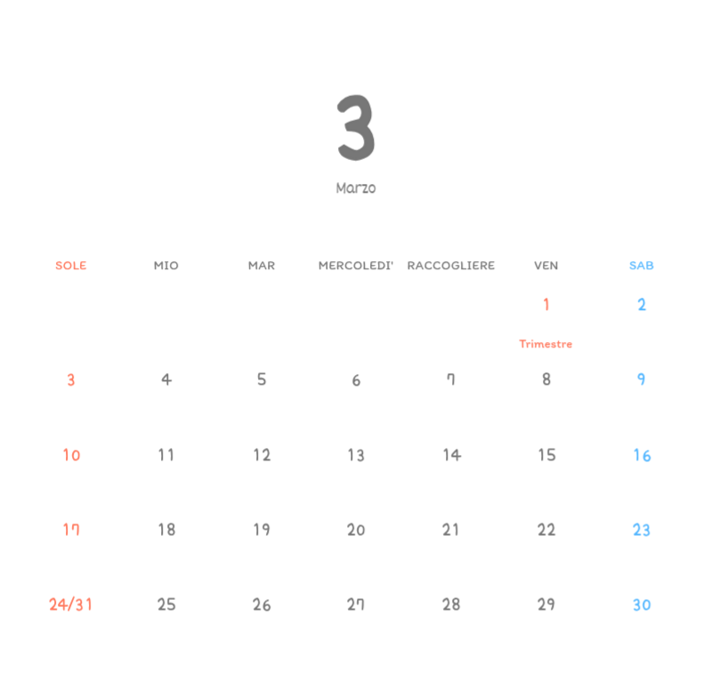 Simpatici calendari con illustrazioni di peluche