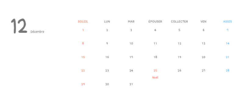 Calendriers mignons avec des illustrations câlines