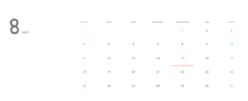 Calendriers mignons avec des illustrations câlines